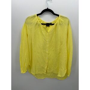 Gap Women Yellow Gauze Button Down Shirt Sz S Flowy Oversized Bright Lightweight